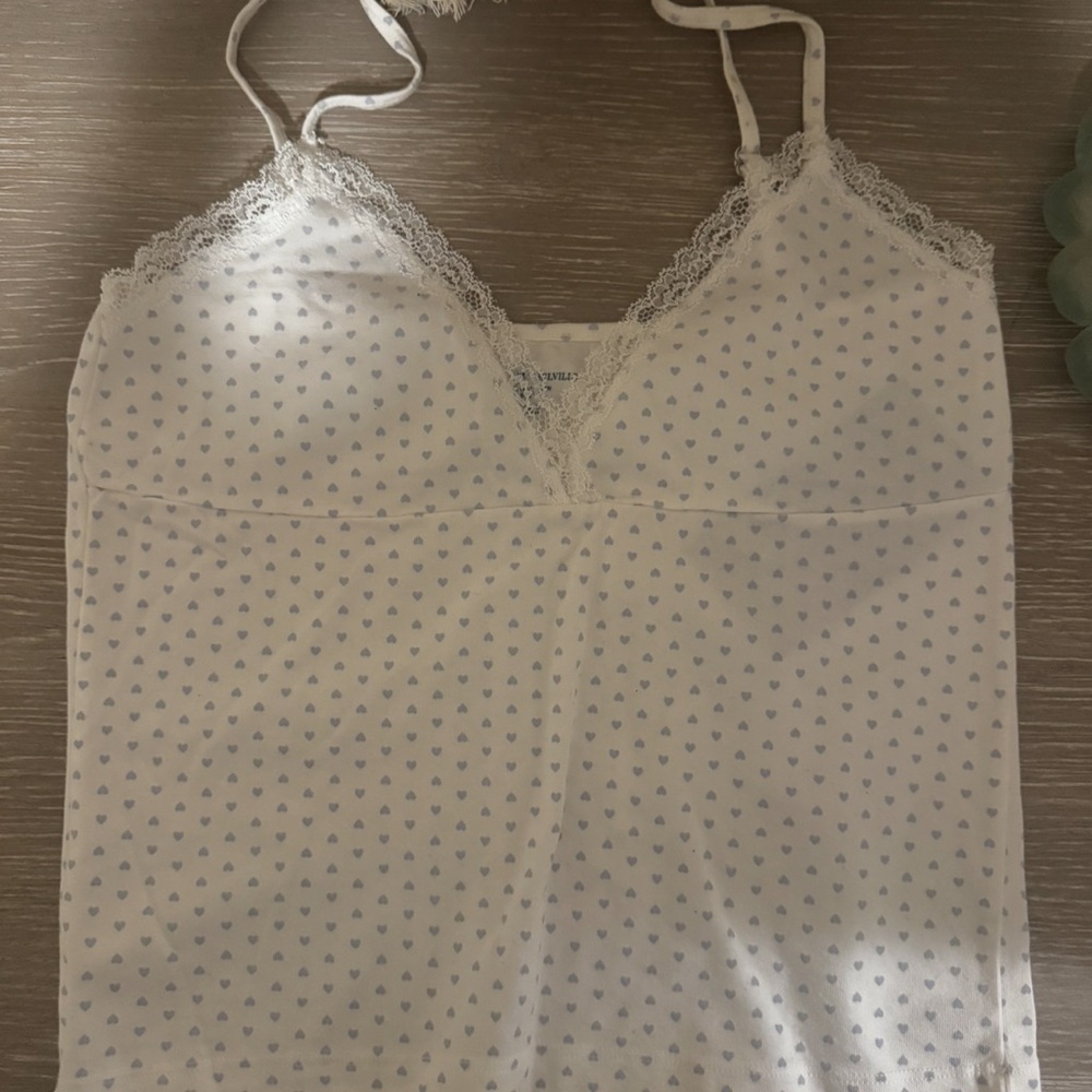 Brandy Melville White and Blue Tank Top